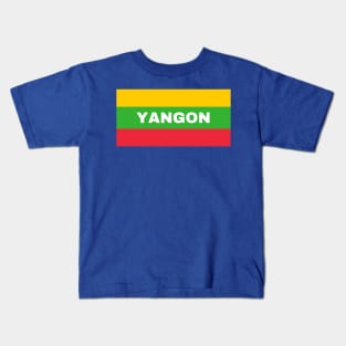 Yangon City in Myanmar Flag Colors Kids T-Shirt